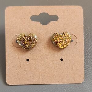 Glitter Heart Stud Earrings